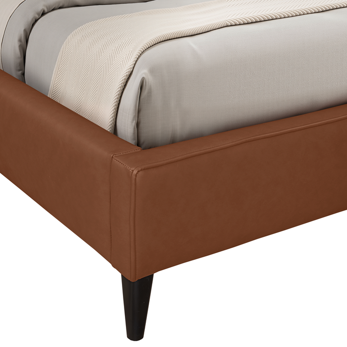 Alix Upholstered Platform Bed in Brown Fabric – Queen Size 
