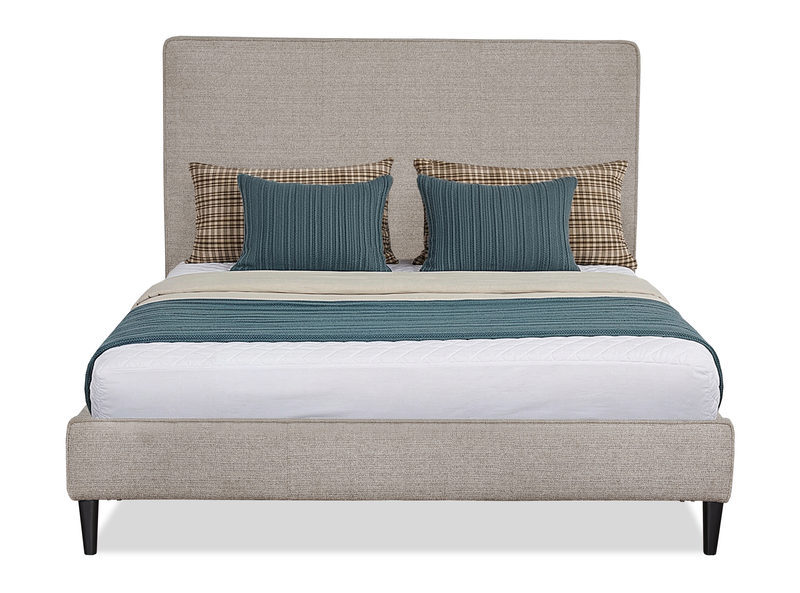 Alix Upholstered Platform Bed in Grey Fabric – Queen Size 
