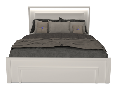 Alpine Panel Bed with Headboard & Frame, LED, Made in Canada, White - Queen Size | Lit à panneaux Alpine fabriqué au Canada avec tête de lit, cadre de lit et éclairage à DEL, blanc - format grand lit