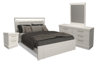 Alpine 6pc Bedroom Set with Panel Bed, Dresser, Mirror & Nightstand, White - Queen