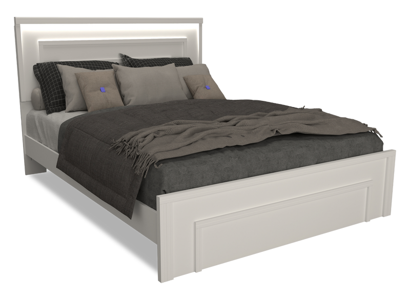Alpine Panel Headboard with Built-in LED, Made in Canada, White - Full/Queen Size