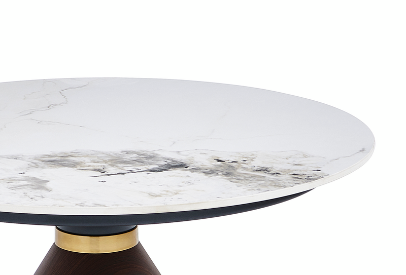 Alwin 40” Modern Oval Coffee Table with White Sintered Stone Top – Brown