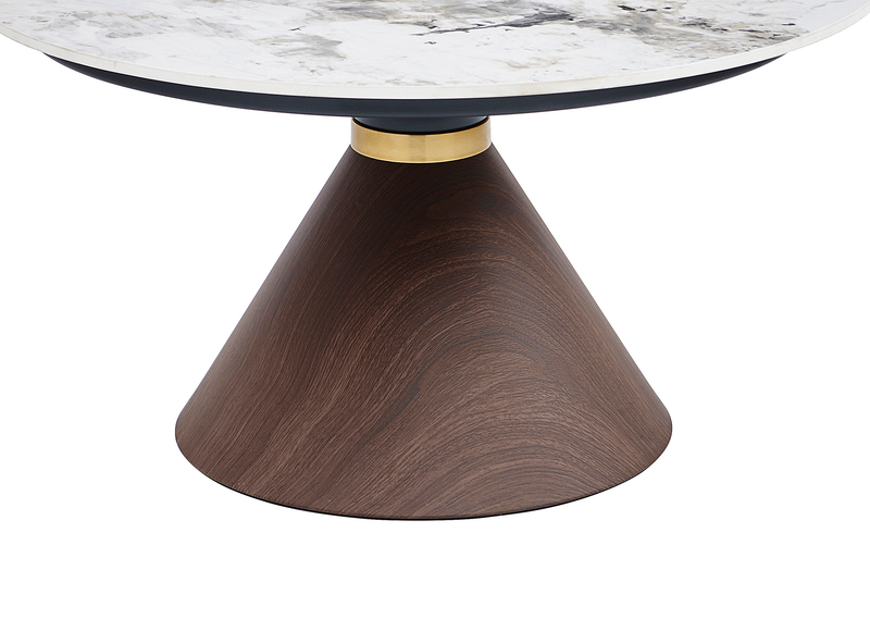 Alwin 40” Modern Oval Coffee Table with White Sintered Stone Top – Brown