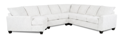 Made in Canada Customizable Sofa Lab Arc 4-Piece Left-Facing Sectional with Cuddler - Teddy Snow | Sofa sectionnel de gauche 4 pièces avec fauteuil enveloppant personnalisable Arc de Sofa Lab fabriqué au Canada en tissu - Teddy Snow