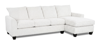 Made in Canada Customizable Sofa Lab Arc Right-Facing Fabric Sofa Chaise  – Teddy Snow | Sofa avec fauteuil long de droite personnalisable Arc de Sofa Lab fabriqué au Canada en tissu - Teddy Snow