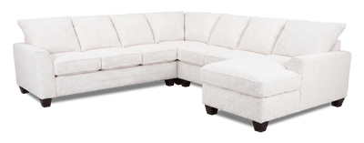 Made in Canada Customizable Sofa Lab Arc 4-Piece Right-Facing Sectional with Chaise - Teddy Snow | Sofa sectionnel de droite 4 pièces avec fauteuil long personnalisable Arc de Sofa Lab fabriqué au Canada en tissu - Teddy Snow