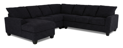 Made in Canada Customizable Sofa Lab Arc 4-Piece Left-Facing Sectional with Chaise - Teddy Raven | Sofa sectionnel de gauche 4 pièces avec fauteuil long personnalisable Arc de Sofa Lab fabriqué au Canada en tissu - Teddy Raven