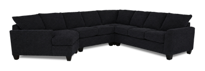 Made in Canada Customizable Sofa Lab Arc 4-Piece Left-Facing Sectional with Cuddler - Teddy Raven | Sofa sectionnel de gauche 4 pièces avec fauteuil enveloppant personnalisable Arc de Sofa Lab fabriqué au Canada en tissu - Teddy Raven