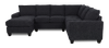 Made in Canada Customizable Sofa Lab Arc 3 Piece Left-Facing Fabric Sectional with Chaise - Teddy Raven | Sofa sectionnel de gauche 3 pièces avec fauteuil long personnalisable Arc de Sofa Lab fabriqué au Canada en tissu - Teddy Raven