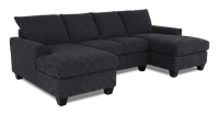 Made in Canada Customizable Sofa Lab Arc Fabric Double Chaise Sectional - Teddy Raven