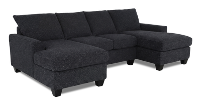 Made in Canada Customizable Sofa Lab Arc Fabric Double Chaise Sectional - Teddy Raven | Sofa sectionnel avec deux fauteuils longs personnalisable Arc de Sofa Lab fabriqué au Canada en tissu - Teddy Raven