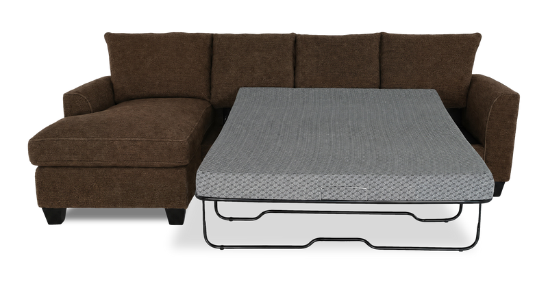 Made in Canada Customizable Sofa Lab Arc Fabric Left-Facing Sofabed Sectional - Teddy Walnut