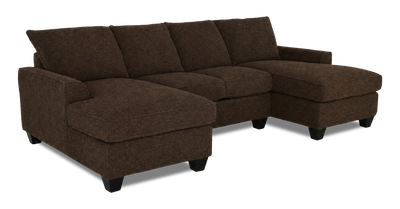 Made in Canada Customizable Sofa Lab Arc Fabric Double Chaise Sectional - Teddy Walnut | Sofa sectionnel avec deux fauteuils longs personnalisable Arc de Sofa Lab fabriqué au Canada en tissu - Teddy Walnut