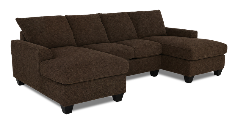 Made in Canada Customizable Sofa Lab Arc Fabric Double Chaise Sectional - Teddy Walnut