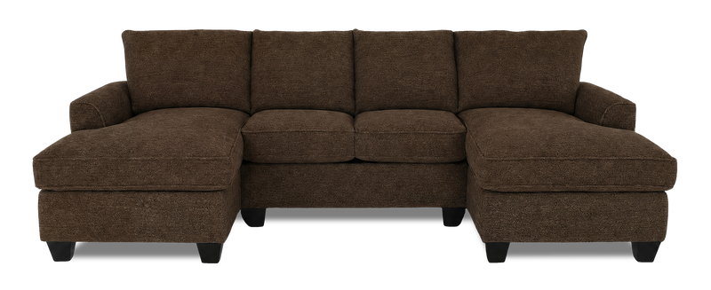 Made in Canada Customizable Sofa Lab Arc Fabric Double Chaise Sectional - Teddy Walnut
