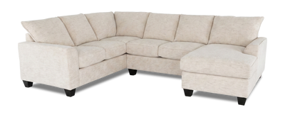 Made in Canada Customizable Sofa Lab Arc 3 Piece Right-Facing Fabric Sectional with Chaise – Chenille White | Sofa sectionnel de droite 3 pièces avec fauteuil long personnalisable Arc de Sofa Lab fabriqué au Canada en tissu - Chenille White