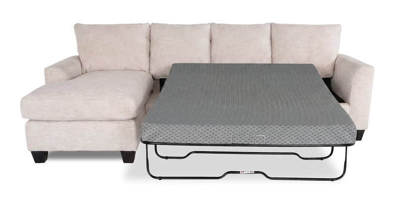 Made in Canada Customizable Sofa Lab Arc Fabric Left-Facing Sofabed Sectional - Chenille White