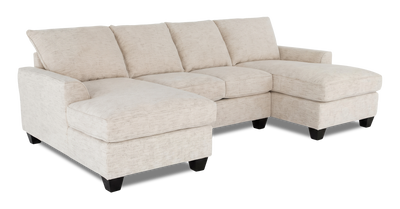 Made in Canada Customizable Sofa Lab Arc Fabric Double Chaise Sectional - Chenille White | Sofa sectionnel avec deux fauteuils longs personnalisable Arc de Sofa Lab fabriqué au Canada en tissu - Chenille White