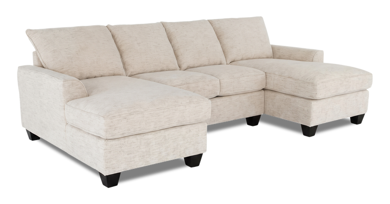 Made in Canada Customizable Sofa Lab Arc Fabric Double Chaise Sectional - Chenille White 