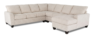 Made in Canada Customizable Sofa Lab Arc 4-Piece Right-Facing Sectional with Chaise - Chenille White | Sofa sectionnel de droite 4 pièces avec fauteuil long personnalisable Arc de Sofa Lab fabriqué au Canada en tissu - Chenille White