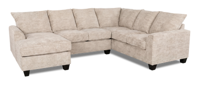 Made in Canada Customizable Sofa Lab Arc 3 Piece Left-Facing Fabric Sectional with Chaise - Plush Parchment | Sofa sectionnel de gauche 3 pièces avec fauteuil long personnalisable Arc de Sofa Lab fabriqué au Canada en tissu - Plush Parchment