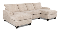 Made in Canada Customizable Sofa Lab Arc Fabric Double Chaise Sectional - Plush Parchment