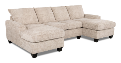 Made in Canada Customizable Sofa Lab Arc Fabric Double Chaise Sectional - Plush Parchment | Sofa sectionnel avec deux fauteuils longs personnalisable Arc de Sofa Lab fabriqué au Canada en tissu - Plush Parchment