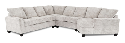Made in Canada Customizable Sofa Lab Arc 4-Piece Right-Facing Sectional with Cuddler - Plush Oyster | Sofa sectionnel de droite 4 pièces avec fauteuil enveloppant personnalisable Arc de Sofa Lab fabriqué au Canada en tissu - Plush Oyster