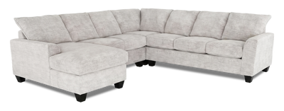 Made in Canada Customizable Sofa Lab Arc 4-Piece Left-Facing Sectional with Chaise - Plush Oyster | Sofa sectionnel de gauche 4 pièces avec fauteuil long personnalisable Arc de Sofa Lab fabriqué au Canada en tissu - Plush Oyster