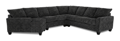 Made in Canada Customizable Sofa Lab Arc 4-Piece Left-Facing Sectional with Cuddler - Plush Charcoal   | Sofa sectionnel de gauche 4 pièces avec fauteuil enveloppant personnalisable Arc de Sofa Lab fabriqué au Canada en tissu - Plush Charcoal