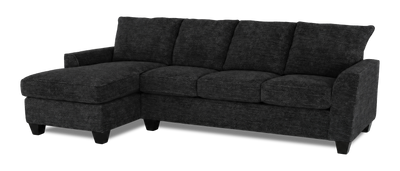 Made in Canada Customizable Sofa Lab Arc Left-Facing Fabric Sofa Chaise - Plush Charcoal | Sofa avec fauteuil long de gauche personnalisable Arc de Sofa Lab fabriqué au Canada en tissu - Plush Charcoal