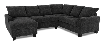 Made in Canada Customizable Sofa Lab Arc 3 Piece Left-Facing Fabric Sectional with Chaise – Plush Charcoal | Sofa sectionnel de gauche 3 pièces avec fauteuil long personnalisable Arc de Sofa Lab fabriqué au Canada en tissu - Plush Charcoal