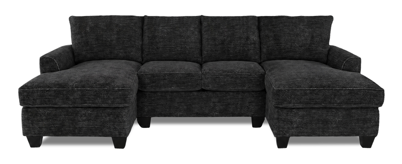 Made in Canada Customizable Sofa Lab Arc Fabric Double Chaise Sectional - Plush Charcoal