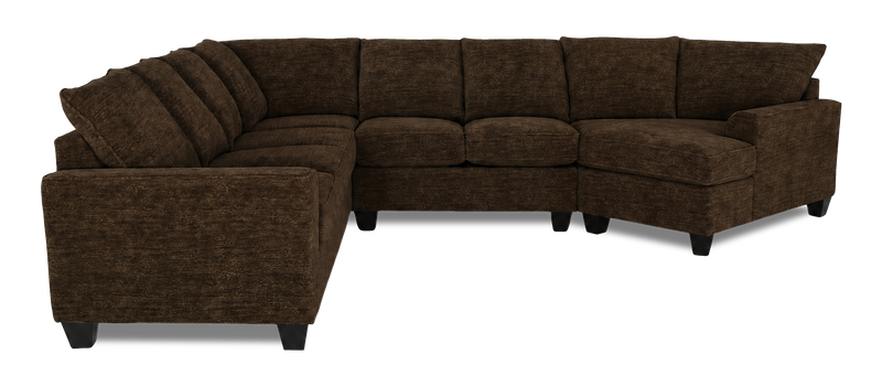 Made in Canada Customizable Sofa Lab Arc 4-Piece Right-Facing Sectional with Cuddler - Plush Chocolate
