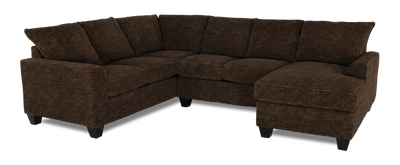 Made in Canada Customizable Sofa Lab Arc 3 Piece Right-Facing Fabric Sectional with Chaise – Plush Chocolate | Sofa sectionnel de droite 3 pièces avec fauteuil long personnalisable Arc de Sofa Lab fabriqué au Canada en tissu - Plush Chocolate