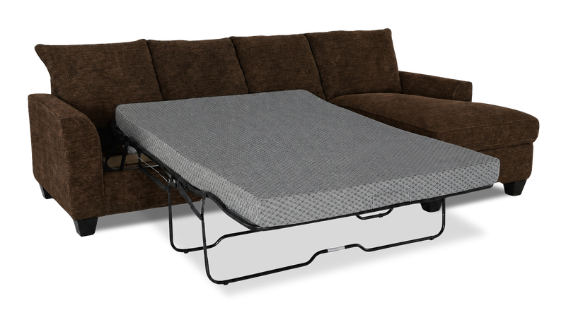 Made in Canada Customizable Sofa Lab Arc Fabric Right-Facing Sofabed Sectional - Plush Chocolate