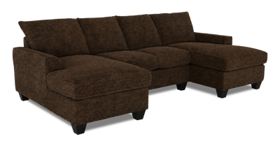 Made in Canada Customizable Sofa Lab Arc Fabric Double Chaise Sectional - Plush Chocolate | Sofa sectionnel avec deux fauteuils longs personnalisable Arc de Sofa Lab fabriqué au Canada en tissu - Plush Chocolate