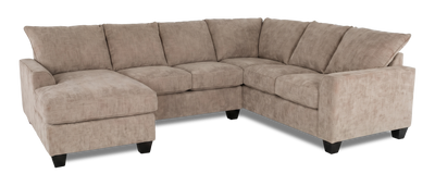 Made in Canada Customizable Sofa Lab Arc 3 Piece Left-Facing Fabric Sectional with Chaise - Chenille Praline | Sofa sectionnel de gauche 3 pièces avec fauteuil long personnalisable Arc de Sofa Lab fabriqué au Canada en tissu - Chenille Praline