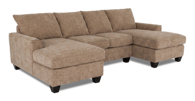 Made in Canada Customizable Sofa Lab Arc Fabric Double Chaise Sectional - Chenille Praline | Sofa sectionnel avec deux fauteuils longs personnalisable Arc de Sofa Lab fabriqué au Canada en tissu - Chenille Praline