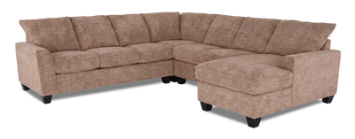 Made in Canada Customizable Sofa Lab Arc 4-Piece Right-Facing Sectional with Chaise - Chenille Praline | Sofa sectionnel de droite 4 pièces avec fauteuil long personnalisable Arc de Sofa Lab fabriqué au Canada en tissu - Chenille Praline