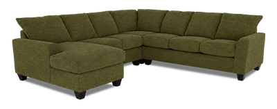 Made in Canada Customizable Sofa Lab Arc 4-Piece Left-Facing Sectional with Chaise - Chenille Moss  | Sofa sectionnel de gauche 4 pièces avec fauteuil long personnalisable Arc de Sofa Lab fabriqué au Canada en tissu - Chenille Moss