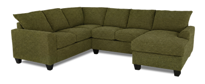 Made in Canada Customizable Sofa Lab Arc 3 Piece Right-Facing Fabric Sectional with Chaise – Chenille Moss | Sofa sectionnel de droite 3 pièces avec fauteuil long personnalisable Arc de Sofa Lab fabriqué au Canada en tissu - Chenille Moss