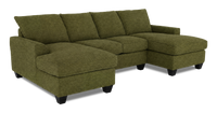 Made in Canada Customizable Sofa Lab Arc Fabric Double Chaise Sectional - Chenille Moss