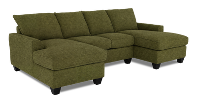 Made in Canada Customizable Sofa Lab Arc Fabric Double Chaise Sectional - Chenille Moss | Sofa sectionnel avec deux fauteuils longs personnalisable Arc de Sofa Lab fabriqué au Canada en tissu - Chenille Moss