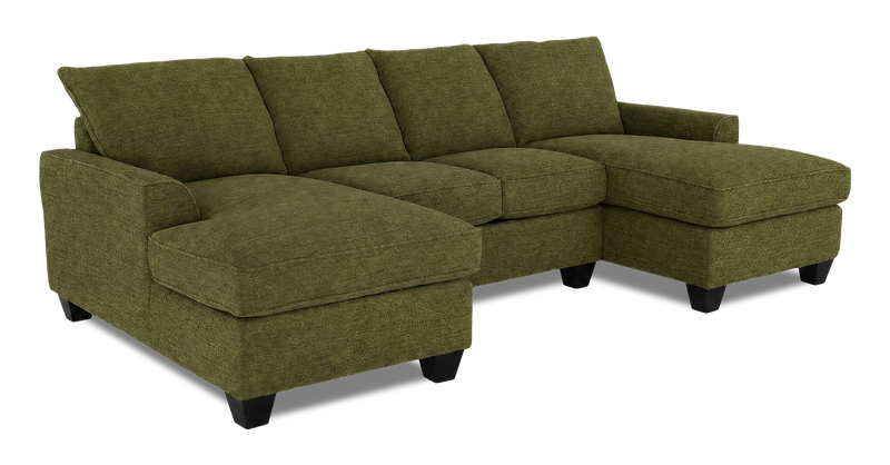 Made in Canada Customizable Sofa Lab Arc Fabric Double Chaise Sectional - Chenille Moss