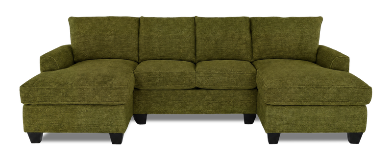 Made in Canada Customizable Sofa Lab Arc Fabric Double Chaise Sectional - Chenille Moss