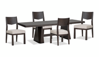 Arden 5pc Extension Dining Set with Table & 4 Chairs, Trestle Base, 84-108