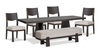 Arden 6pc Extension Dining Set with Table, Bench & 4 Chairs, Trestle Base, 84-108\"W - Espresso Brown