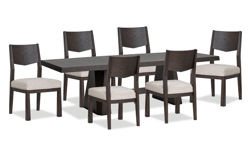 Arden 7pc Extension Dining Set with Table & 6 Chairs, Trestle Base, 84-108\"W - Espresso Brown