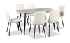 Arlo 7pc Dining Set with Table & 6 Grey Chairs, Sintered Stone & Metal, 55"W - Grey/Black | Ensemble de salle à manger Arlo 7 pièces en pierre frittée et métal avec table de 55 po (L) et 6 chaises grises - gris et noir